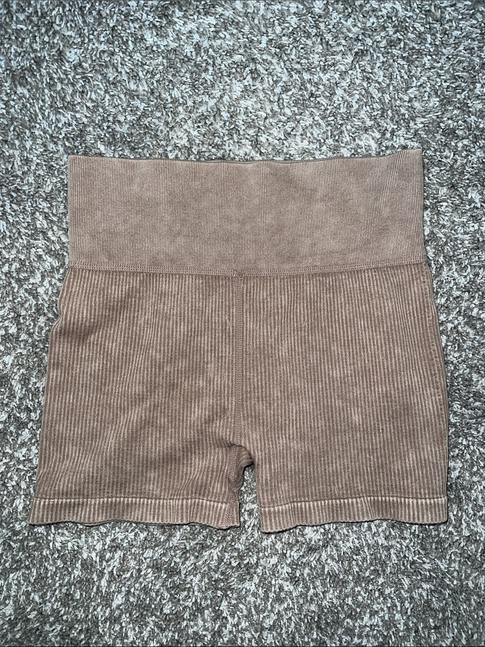 Forever 21 Ribbed High-Waist Bike Shorts in Taupe